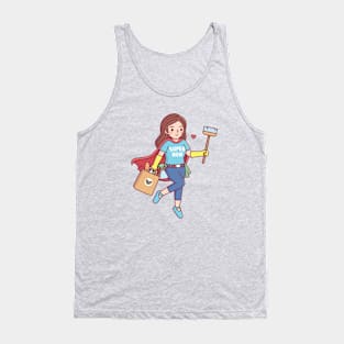 Super Mom With Cleaning Supplies And Groceries Tank Top